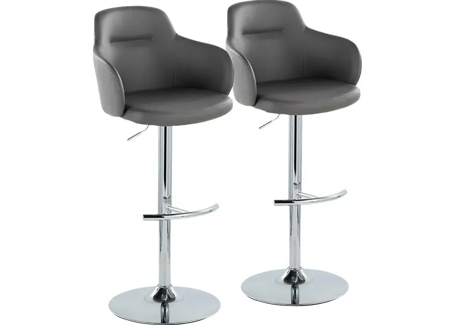 Vitadale IV Gray Adjustable Swivel Barstool, Set of 2-Gray