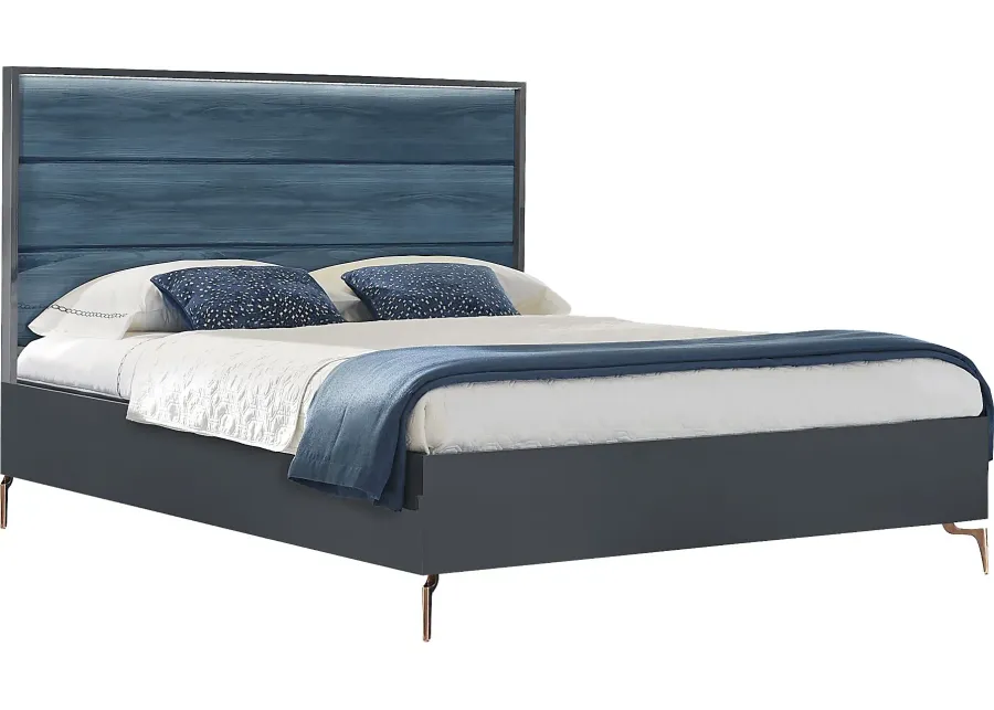 Esmedira Blue 3 Pc Queen Panel Bed-66