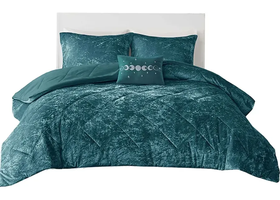 Bajaro Teal King Comforter Set-Teal