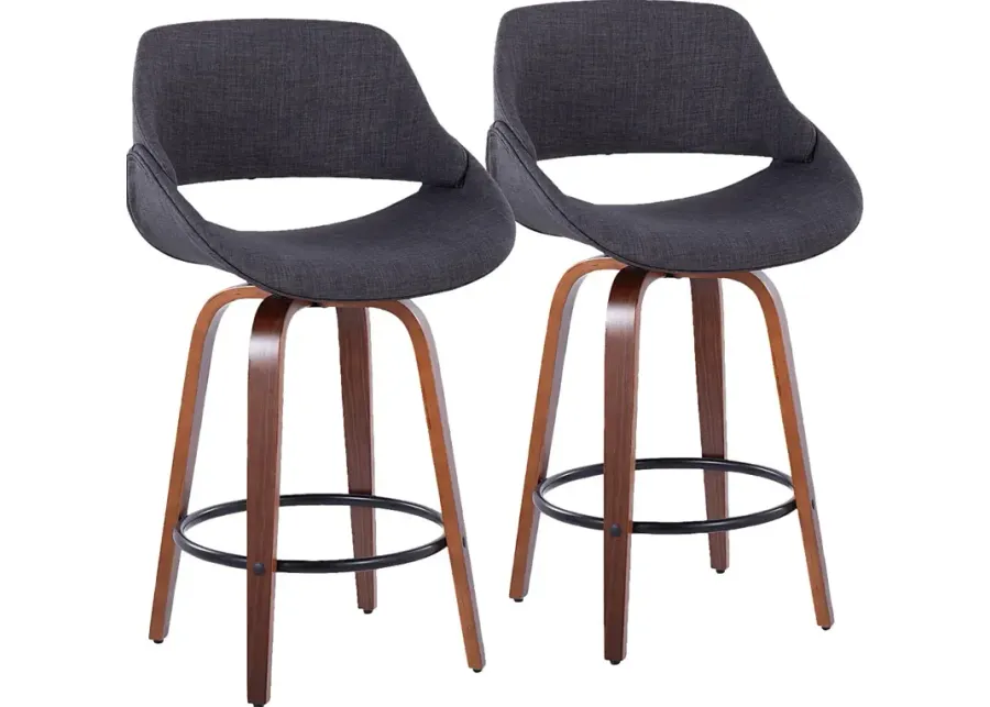 Inaran I Charcoal Swivel Counter Height Stool, Set of 2-Charcoal
