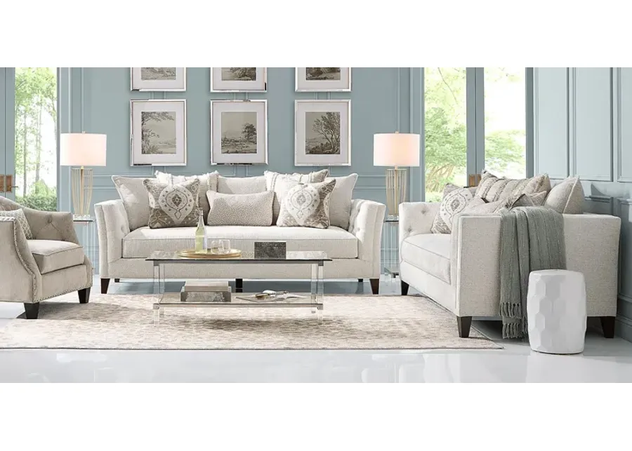 Shelton Ivory 7 pc Living Room with Gel Foam Sleeper