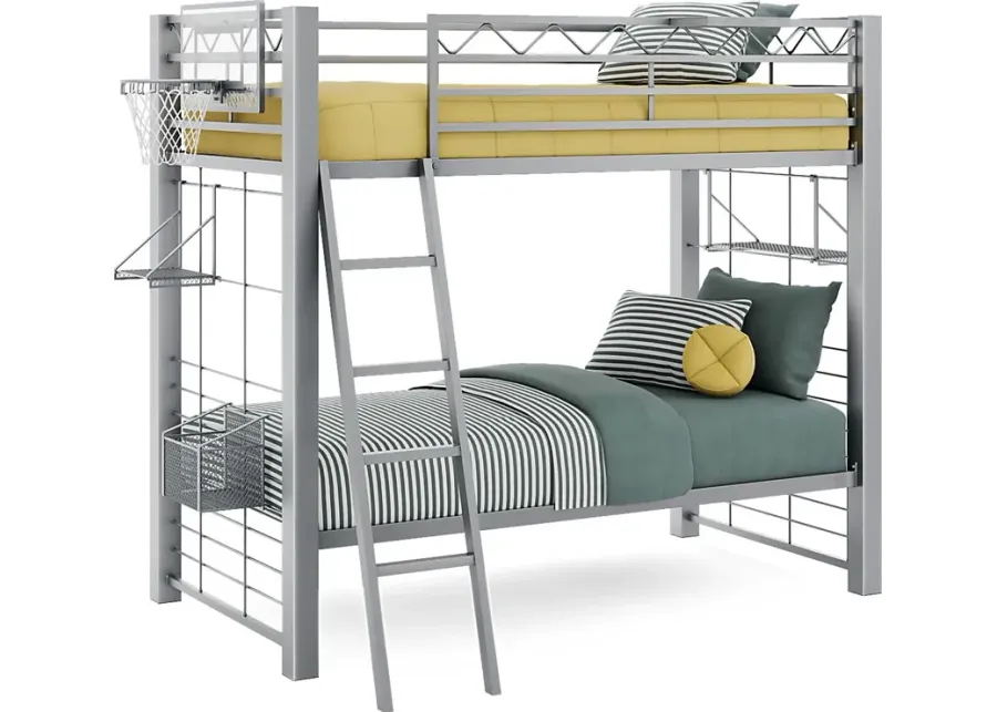 Build-a-Bunk Gray Twin/Twin Bunk Bed with Gray Accessories and Basketball Hoop-79.75