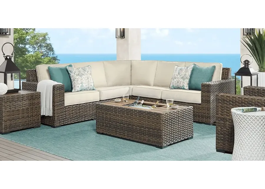 Rialto Brown 3 Pc Outdoor Sectional with Putty Cushions-94