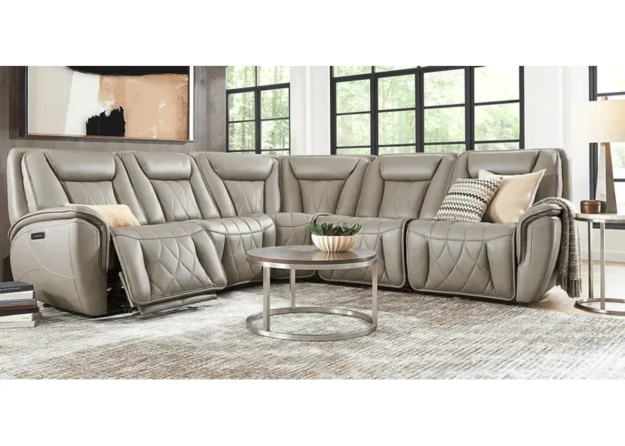 Dalton Gray Leather 5 Pc Triple Power Reclining Sectional-117.5