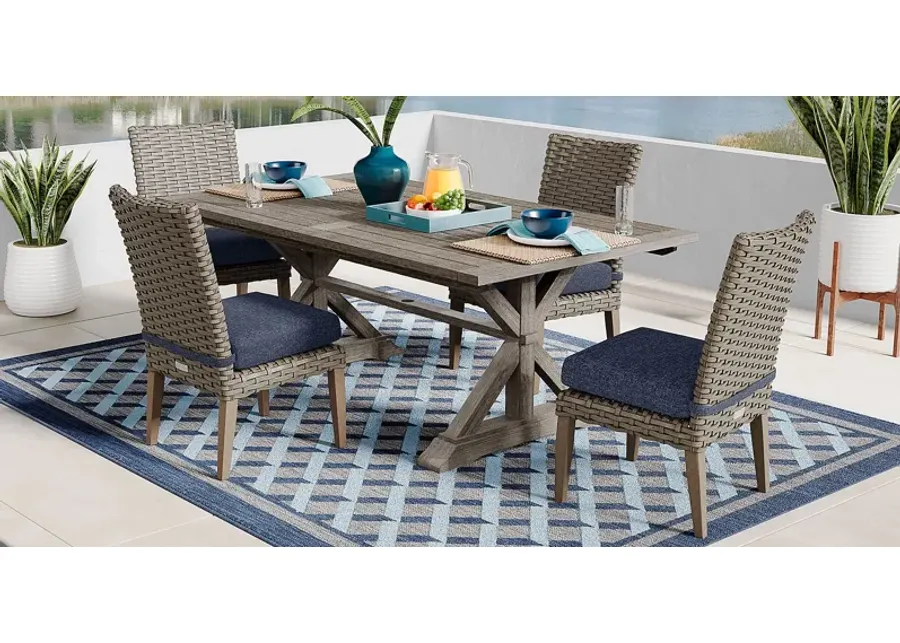 Siesta Key Gray 5 Pc Outdoor Dining Set with Ink Cushions