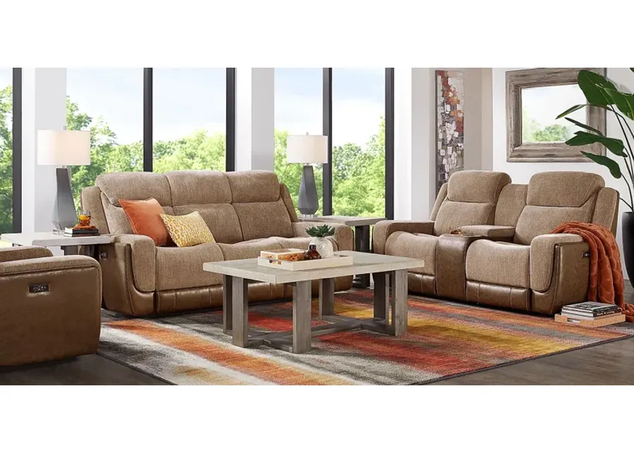 State Street Camel 8 Pc Dual Power Reclining Living Room