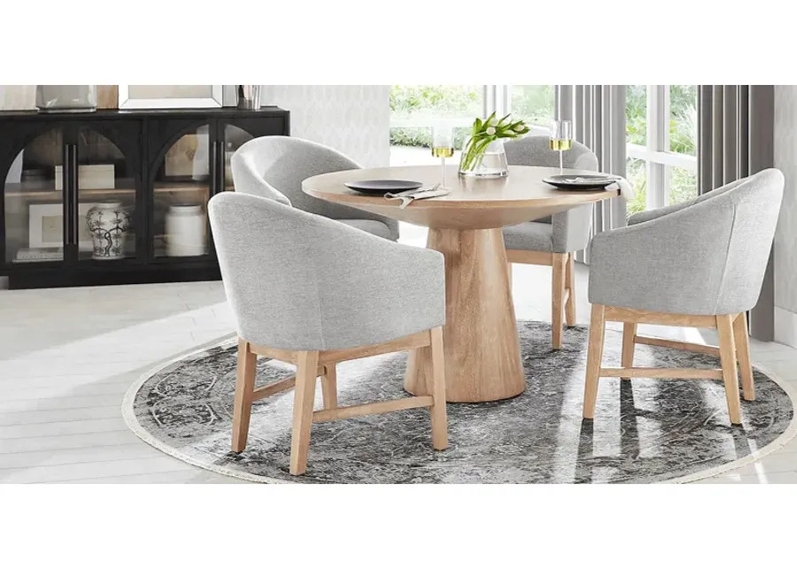 Kendall Natural 5 Pc 48" Round Dining Room with Gray Arm Chairs