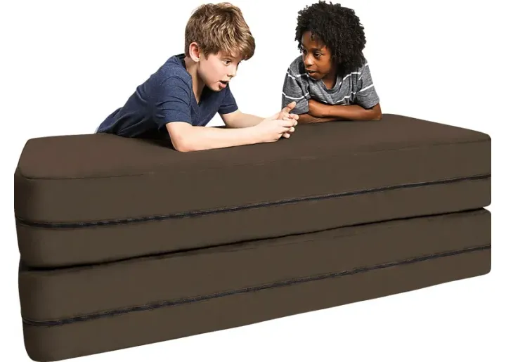 Kids Cubex Brown Convertible Sofa and Ottoman-Brown
