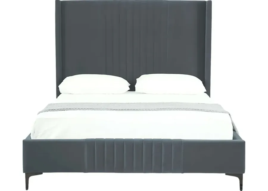 Almendra Gray Queen Bed-Gray