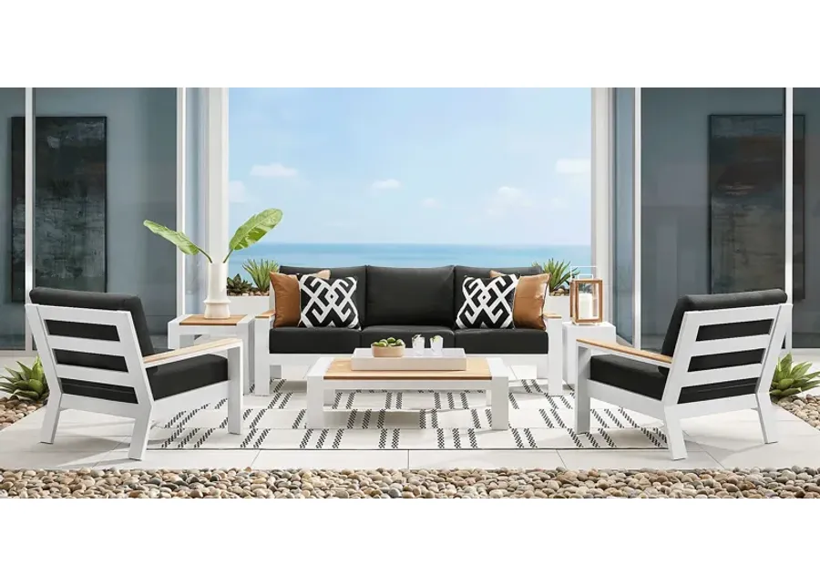 Solana White 4 Pc Outdoor Sofa Seating Set With Charcoal Cushions