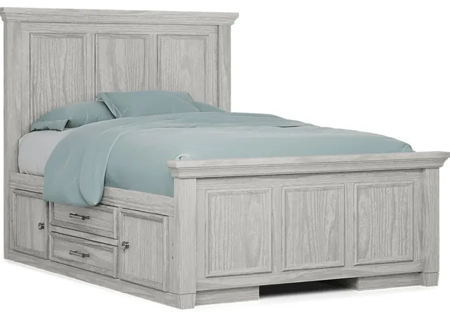 Kids Canyon Lake Ash Gray Full Panel Bed with 2 Storage Side Rails-59.75