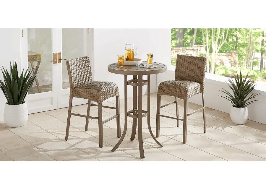 Siesta Key Gray 3 Pc 30" Round Bar Height Outdoor Dining Set
