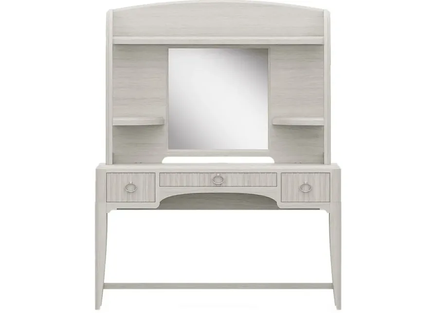 Kids Vivien Wirebrush Gray Vanity Desk and Hutch