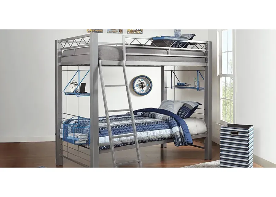 Build-a-Bunk Gray Twin/Twin Bunk Bed with Blue Accessories-79.75