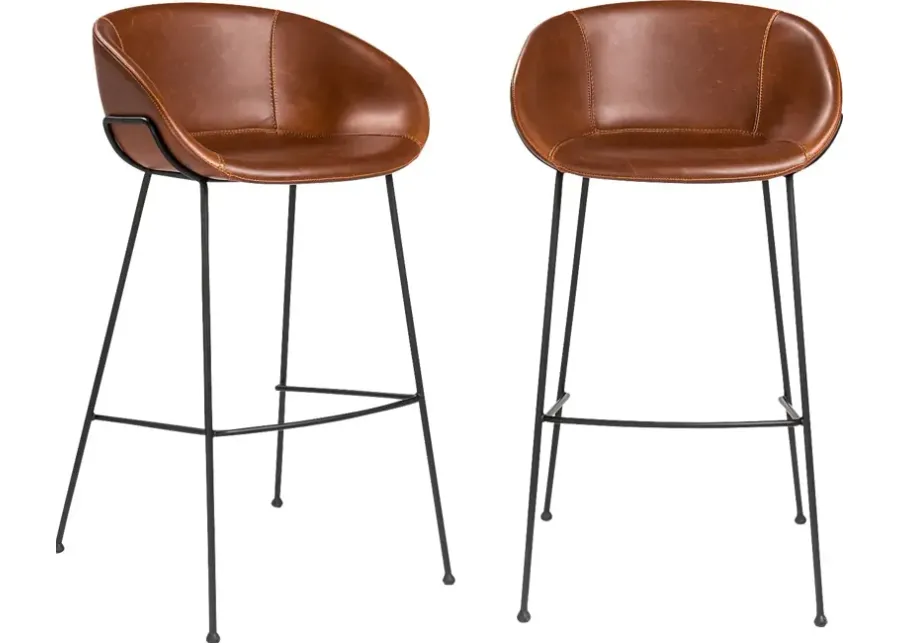 Choupique Dark Brown Barstool, Set of 2-Dark Brown