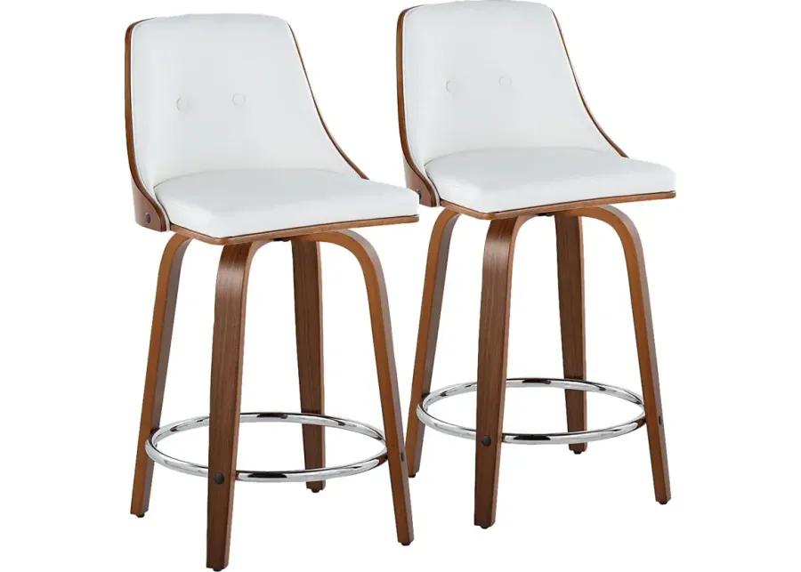 Jessaminnes I White Swivel Counter Height Stool, Set of 2-White