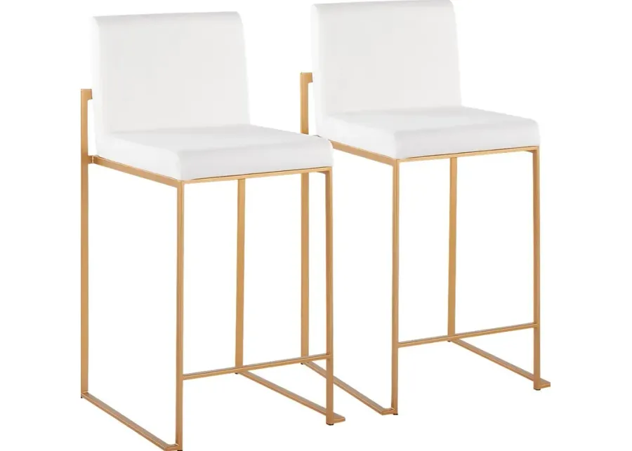 Nowotny White Gold Velvet Counter Height Stool Set of 2-White