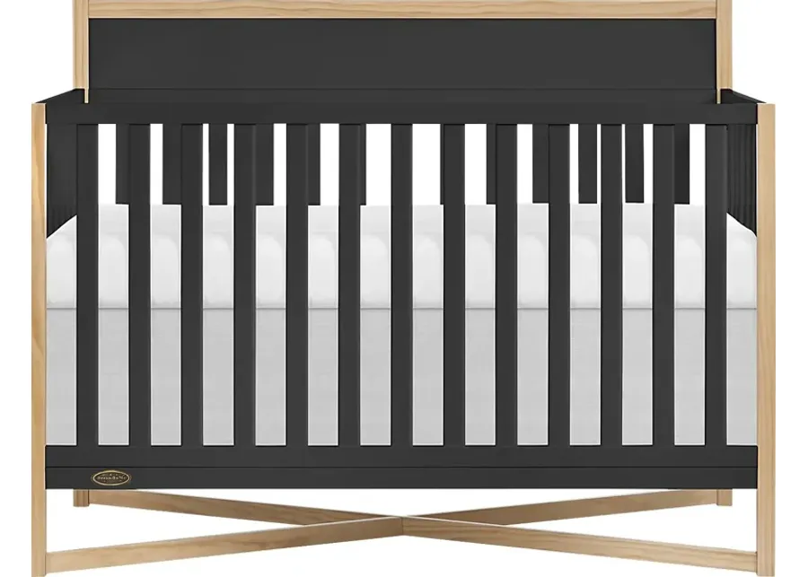 Kids Mosar Black Convertible Crib-Black