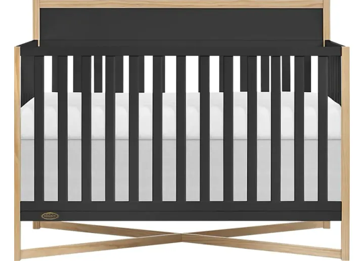 Kids Mosar Black Convertible Crib-Black