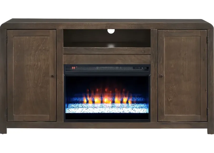 Montavilla Espresso 64 in. Console with Electric Fireplace-64.38