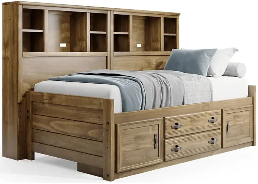 Kids Creekside 2.0 Chestnut Twin Bookcase Wall Bed with Storage Side Rail-83