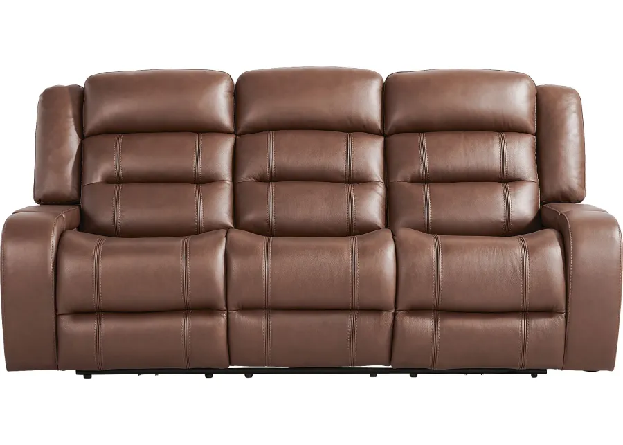 Denali Brown Leather Reclining Sofa-87