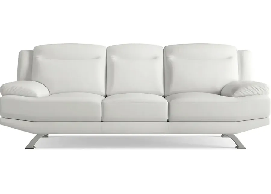 Zamora White Leather Sofa-89