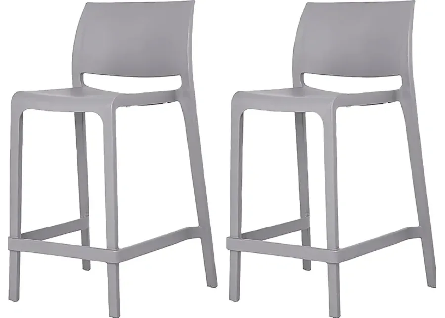Outdoor Cayetana Gray Counter Stool, Set of 2-Gray