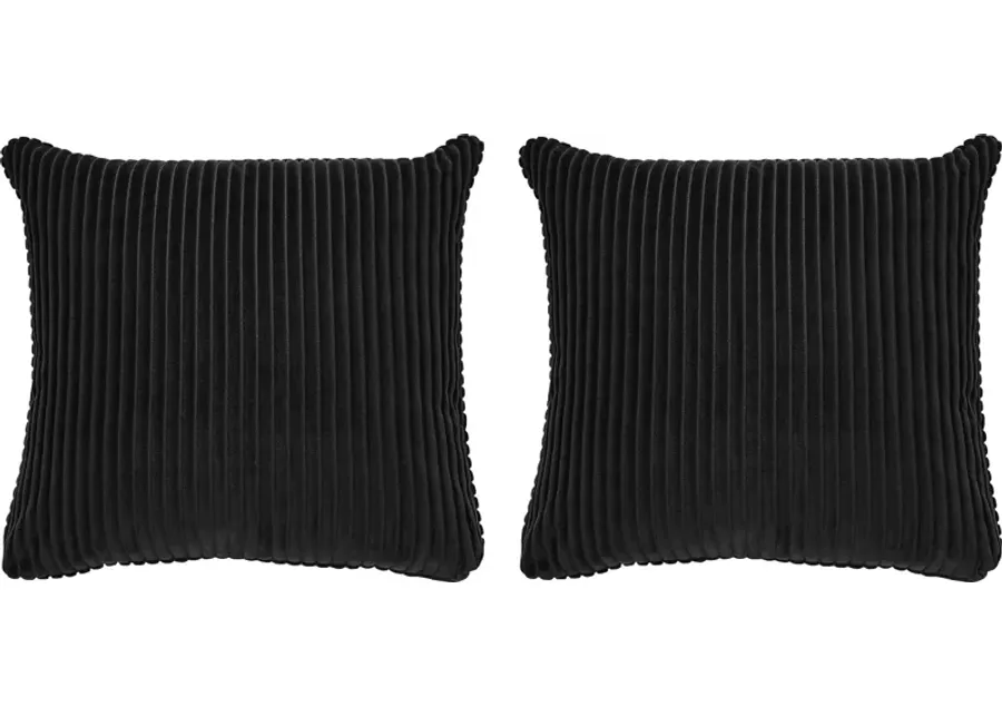 Velvet Cord Black Pillow, Set of Two-22