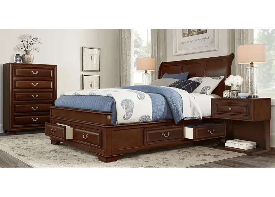 Mill Valley II Brown Cherry 5 Pc King Sleigh Bedroom with Storage