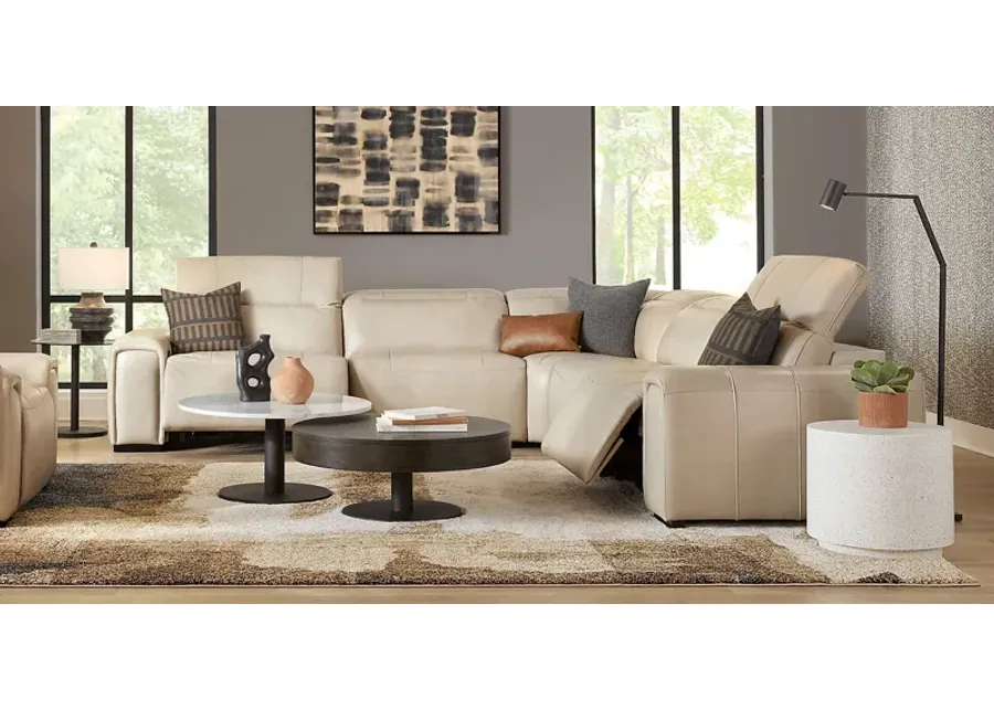 Huntington Ivory Leather 5 Pc Dual Power Reclining Sectional-139.5