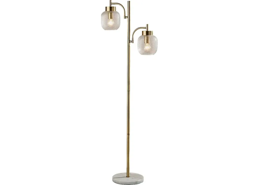 Oley Loop Brass Floor Lamp-Brass