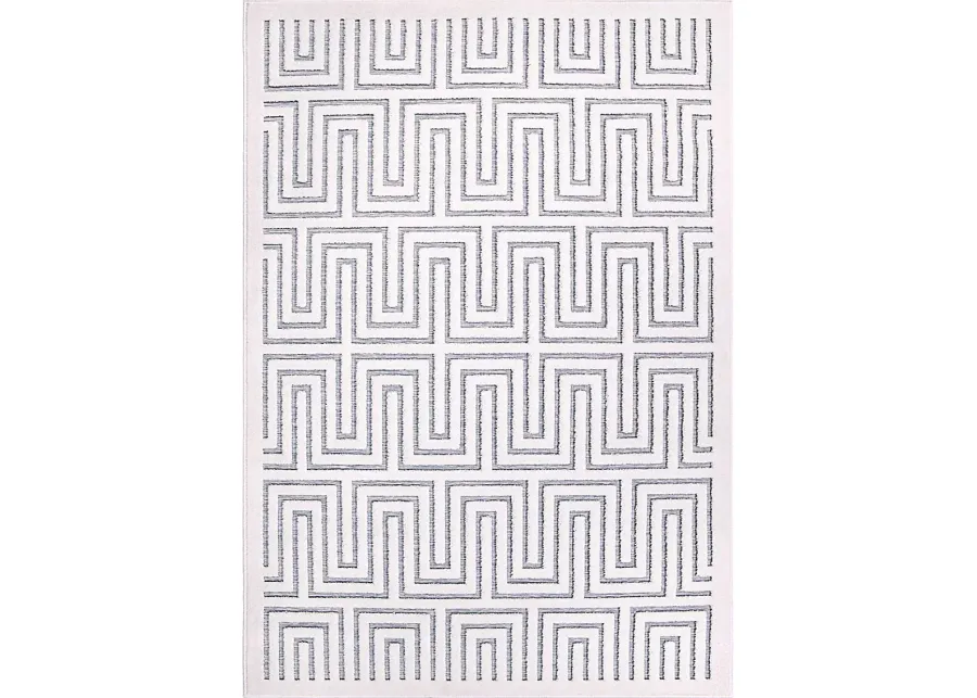 Denbigh White/Blue 5'2 x 7'6 Rug-White