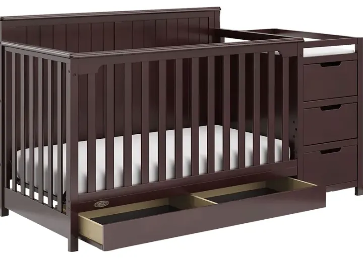 Kids Maralah II Brown Convertible Crib & Changing Table-Brown