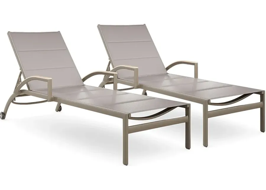 Solana Taupe Outdoor Chaises, Set of 2