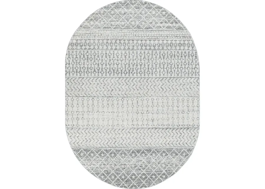 Chelsina I Light Gray 4' x 6' Oval Rug-Light Gray