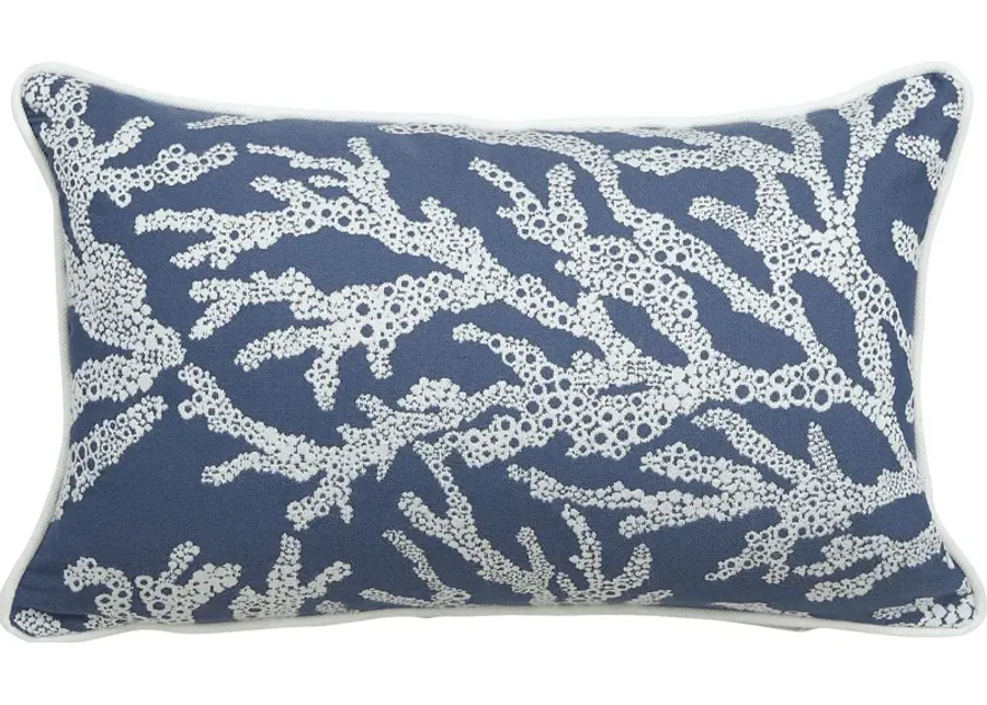 Coral Capri Blue Indoor/Outdoor Accent Pillow-Blue