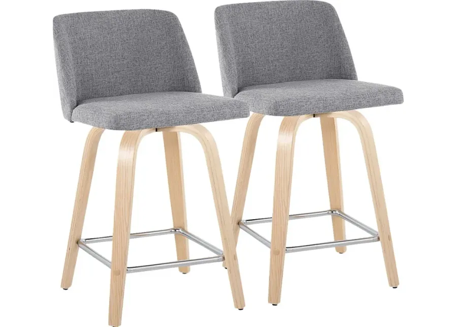Wymering I Gray Swivel Counter Height Stool, Set of 2-Gray