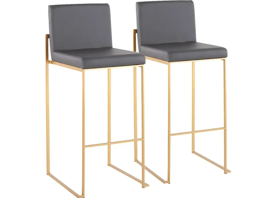 Nowotny Gray Gold Barstool Set of 2-Gray