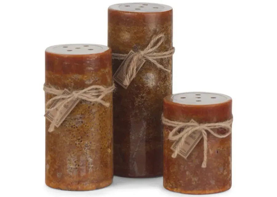 Orange Pumpkin Perforated Pillar Candle - Medium
