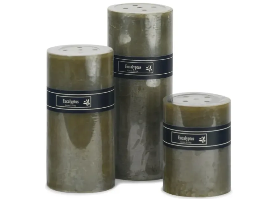 Green Eucalyptus Pillar Candle - Medium