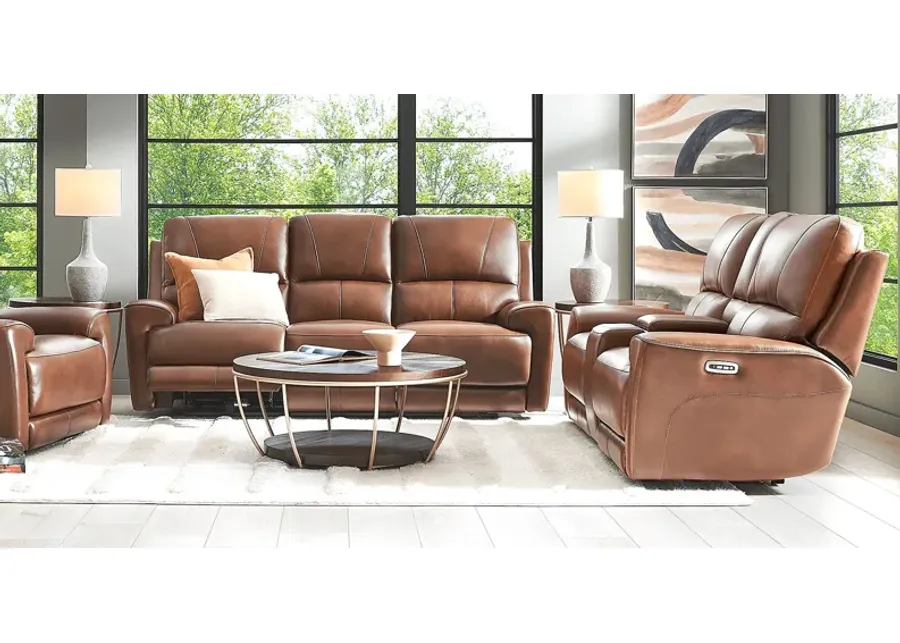 Fremont Brown Leather 5 Pc Dual Power Reclining Living Room