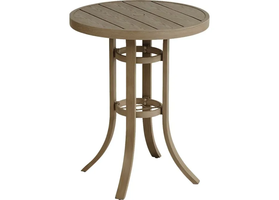 Siesta Key Gray 30" Round Balcony Height Outdoor Dining Table with Umbrella Hole-30