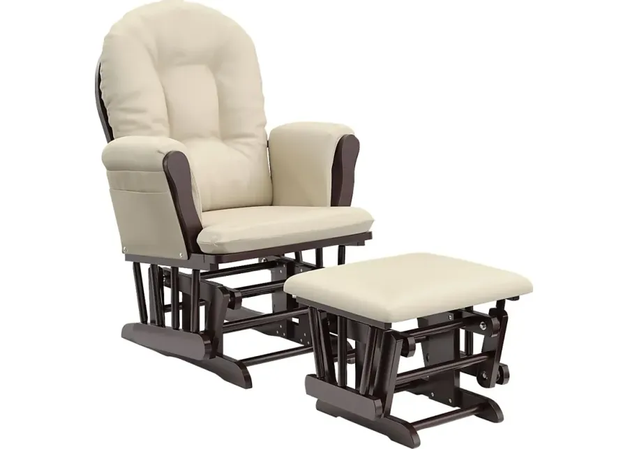 Nursery Vaibia Beige Glider & Ottoman-Beige, Espresso