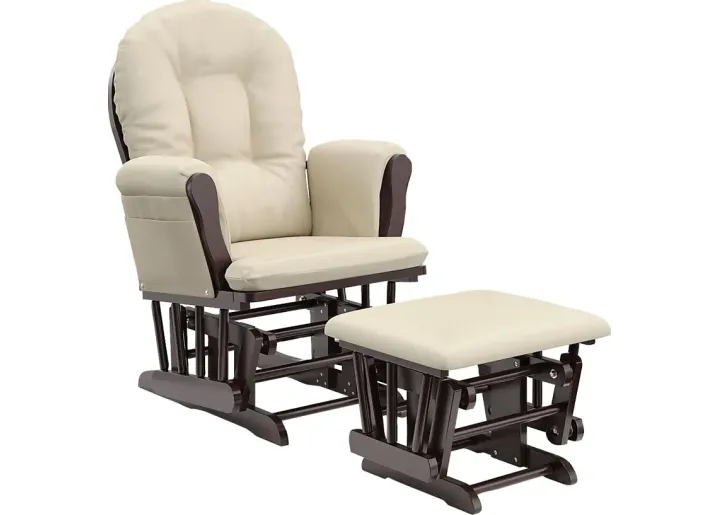 Nursery Vaibia Beige Glider & Ottoman-Beige, Espresso