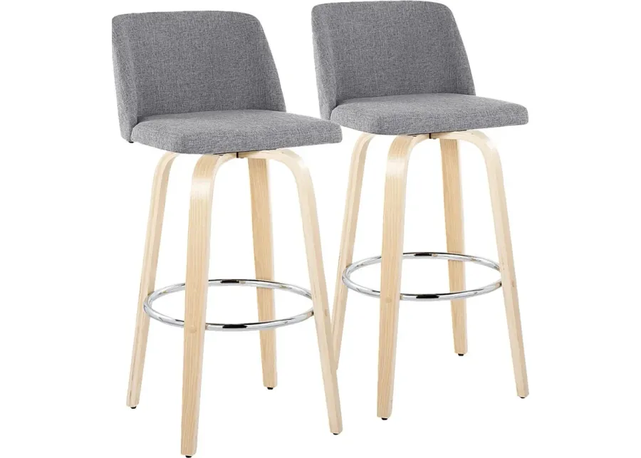 Wymering XVII Gray Swivel Barstool, Set of 2-Gray