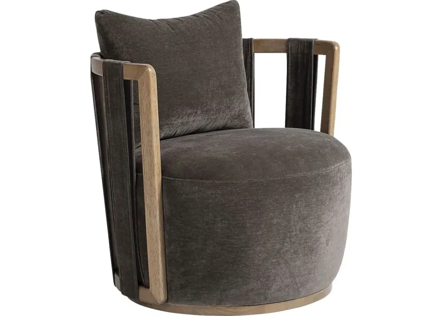 Chesterna Dark Brown Swivel Accent Chair-Dark Brown