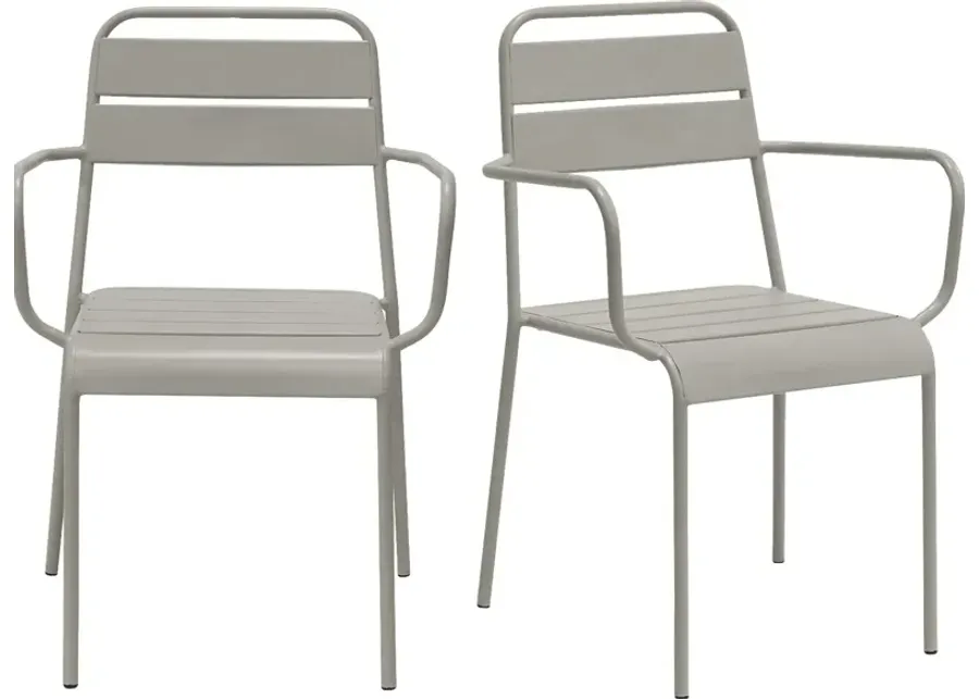 Outdoor Sowelle Gray Arm Chair, Set of 2-Gray