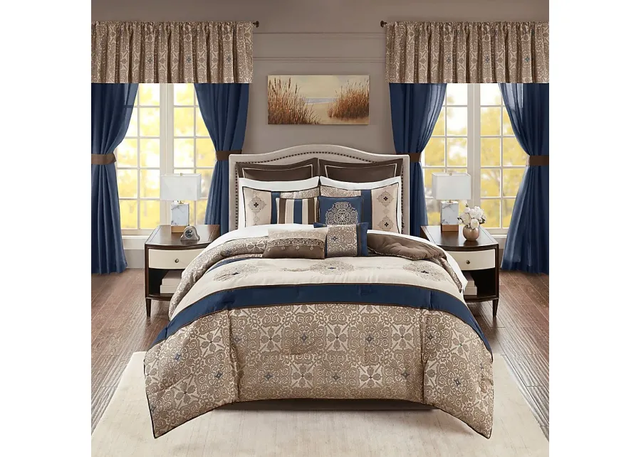 Taylah Navy 24 Pc California King Room in a Bag-Navy