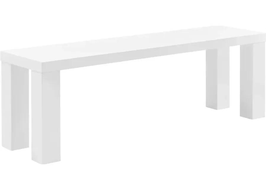 Chevae White 57 in. Dining Bench-White